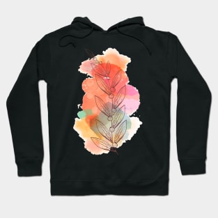 Hand Drawn Leaves with Color brush strokes Hoodie